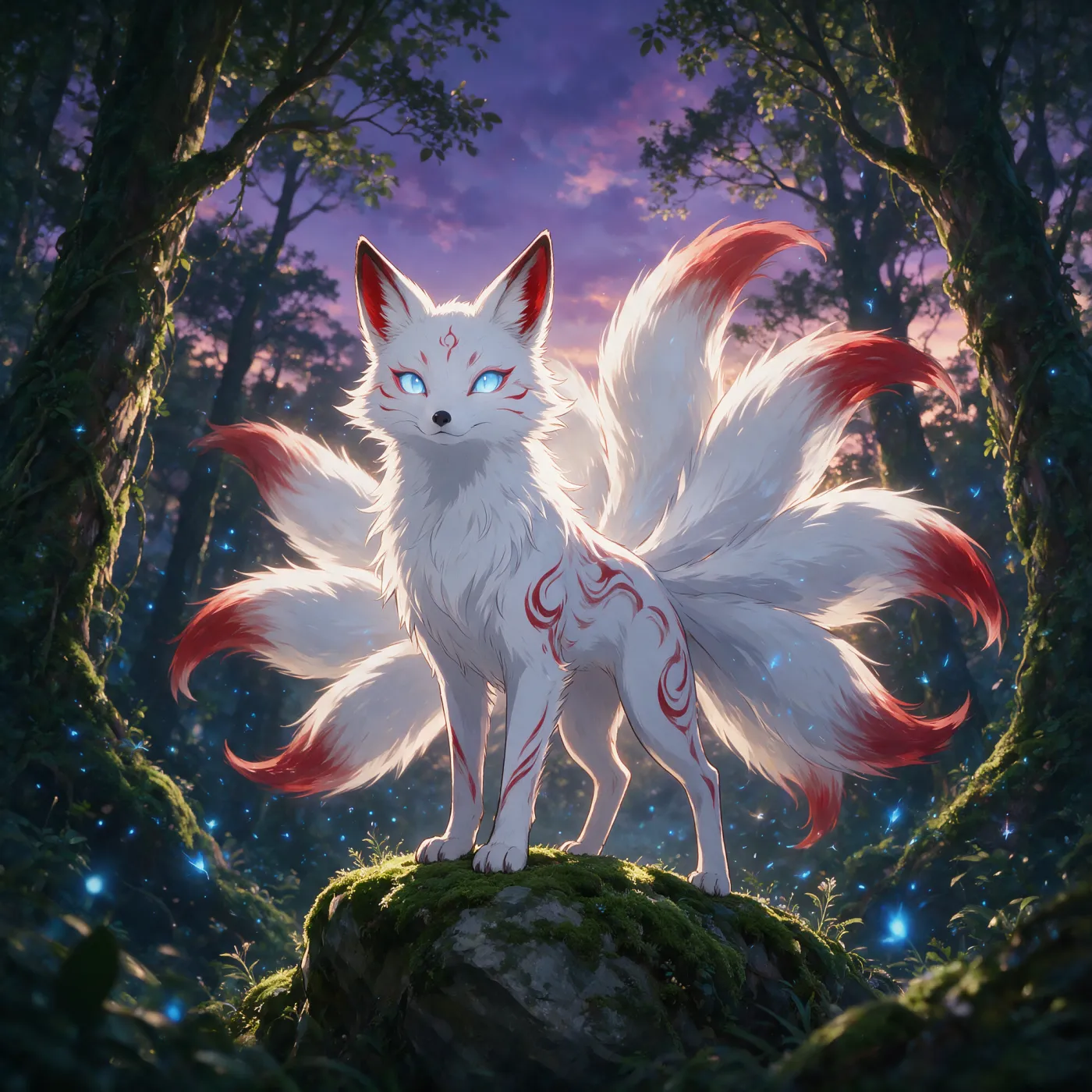 The same fox rendered by AI as finished painterly artwork